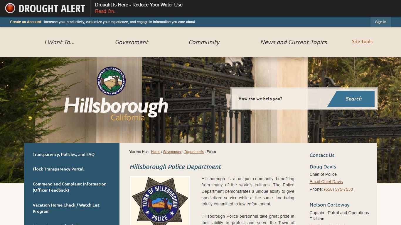 Hillsborough Police Department | Hillsborough, CA - Official Website